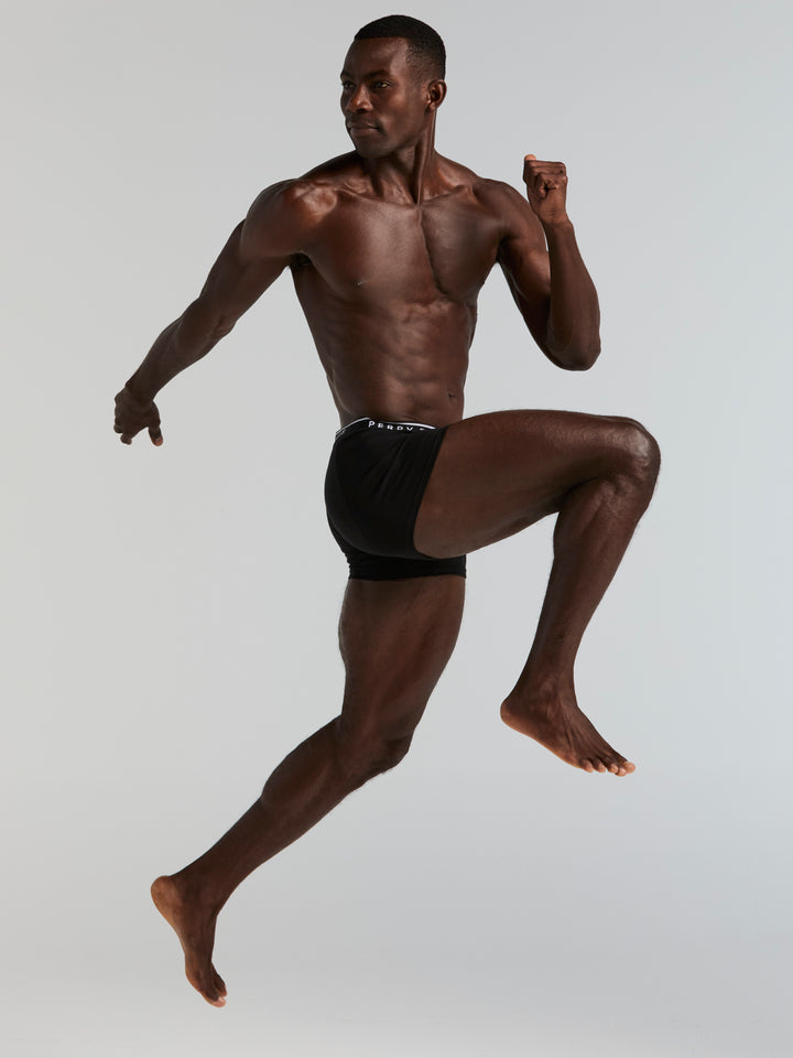 Solid Cotton Stretch Boxer (Black) 