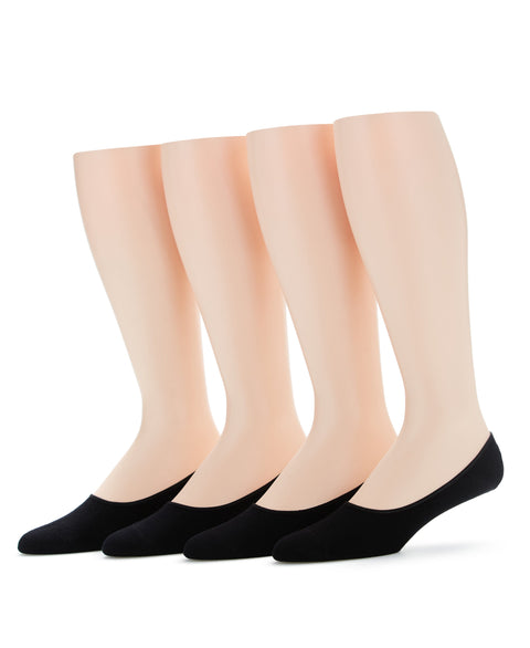 No Show Liner Sock, 4-Pack (Black) 