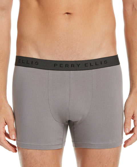 4 Pack Stripe Boxer Brief Set (Charcoal) 