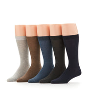 5 Pack Ribbed Crew Socks (5 Color Assortment) 