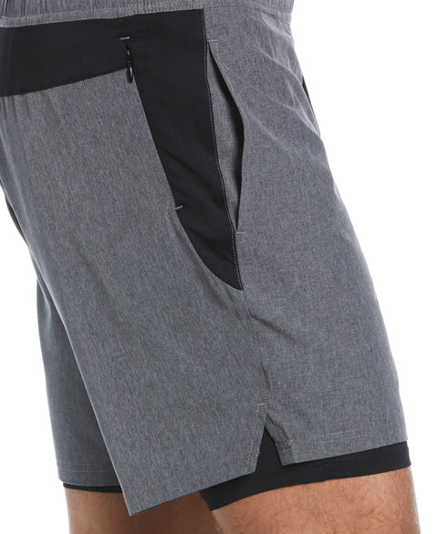 Pull-On 2-in-1 Shorts (Grey Htr/Caviar) 