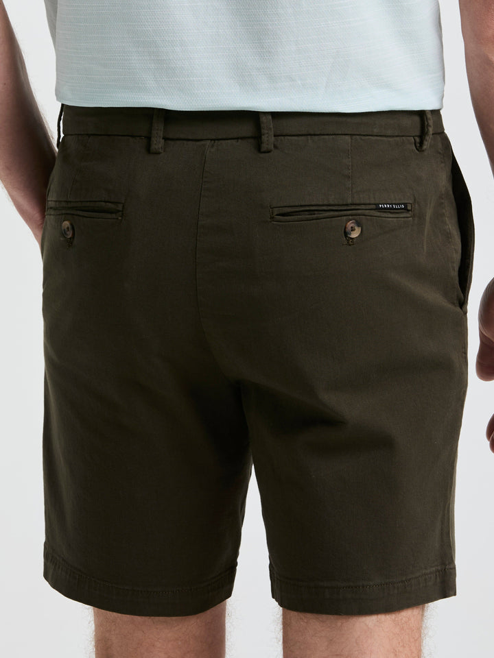 8" Flat Front Garment Dyed Short (Olive)