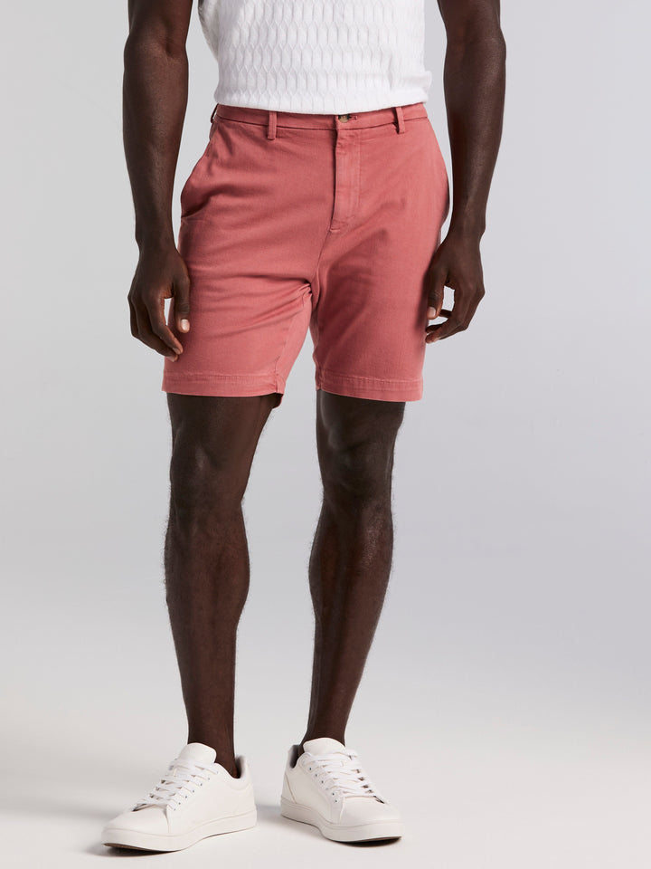 8" Flat Front Garment Dyed Short (Withered Rose)