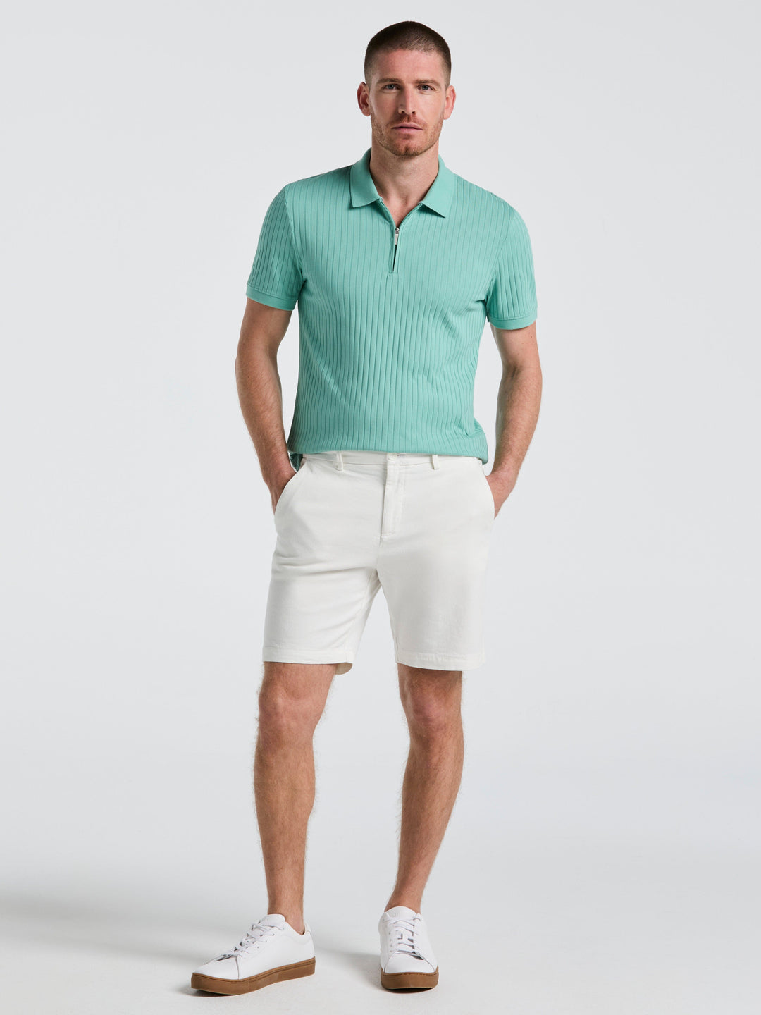 8" Flat Front Garment Dyed Short (Bright White)