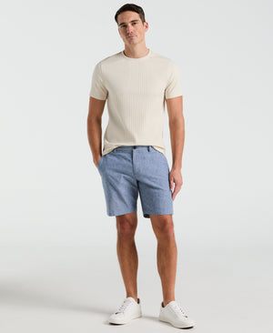 8" Flat Front Linen Cotton Short (Bay Blue) 