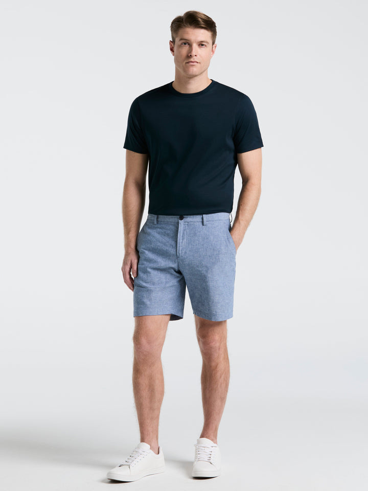 8" Flat Front Linen Cotton Short (Bay Blue) 