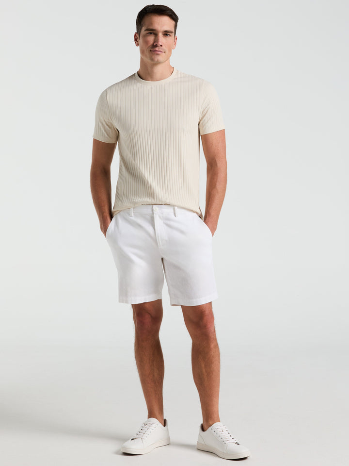 8" Flat Front Linen Cotton Short (Bright White) 