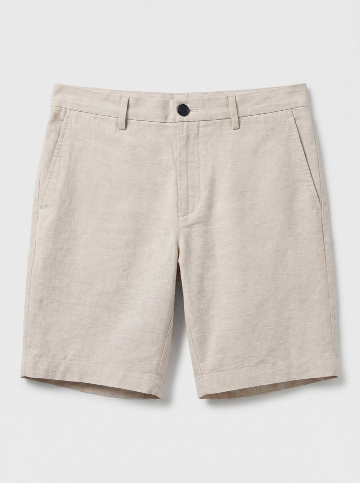 8" Flat Front Linen Cotton Short
