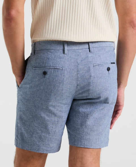 8" Flat Front Linen Cotton Short (Bay Blue) 