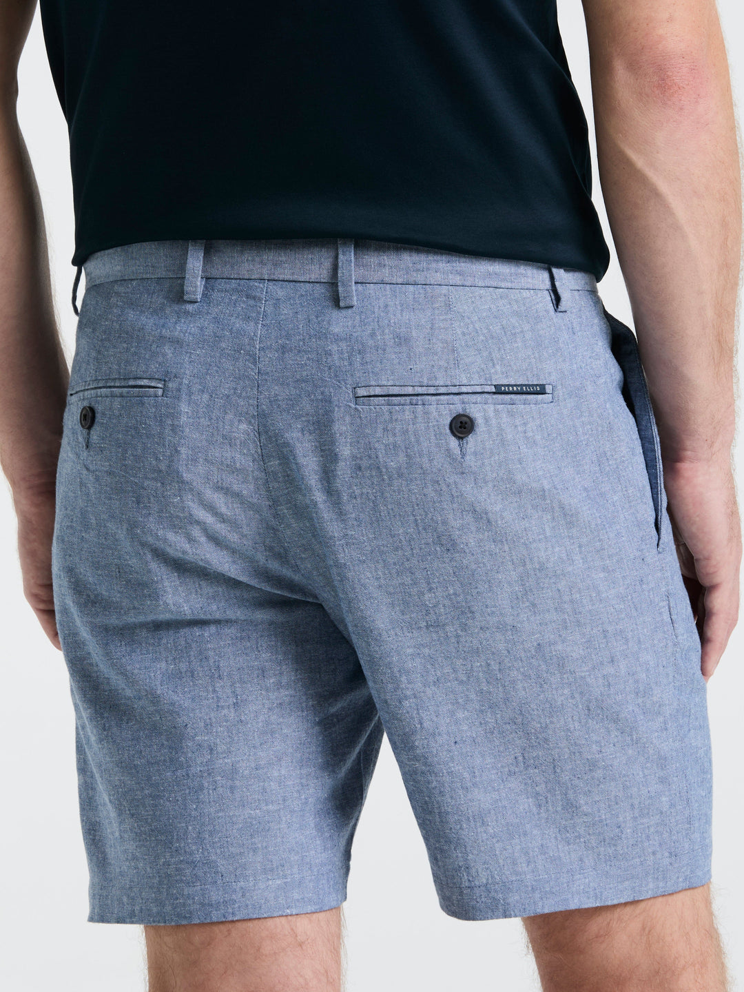 8" Flat Front Linen Cotton Short (Bay Blue) 