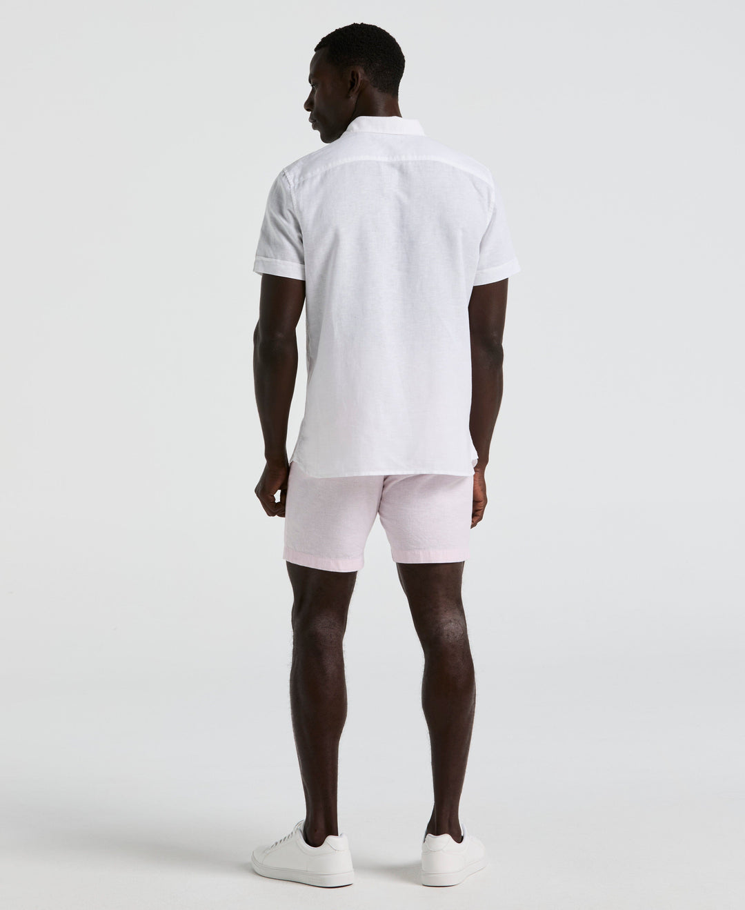 8" Flat Front Linen Cotton Short (Barely Pink)