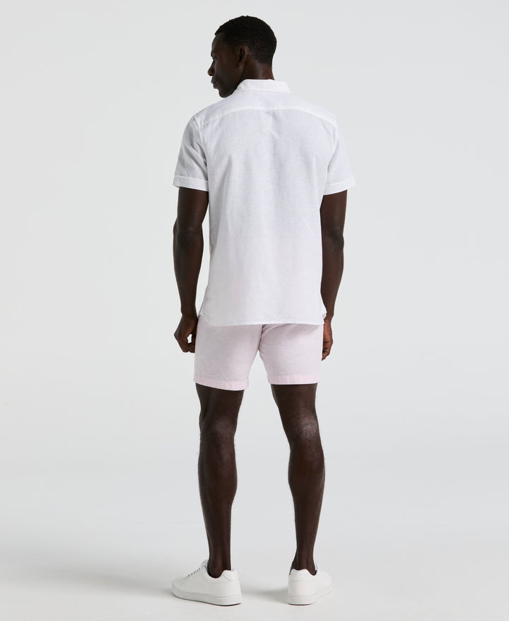8" Flat Front Linen Cotton Short (Barely Pink)
