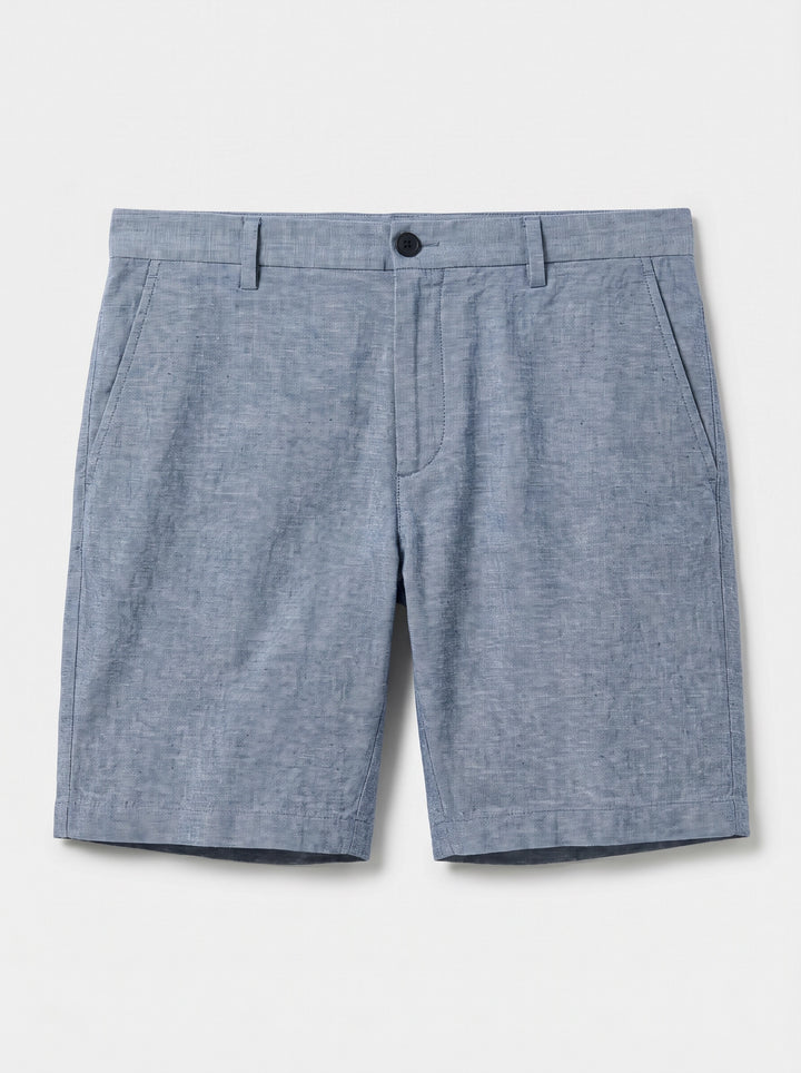 8" Flat Front Linen Cotton Short