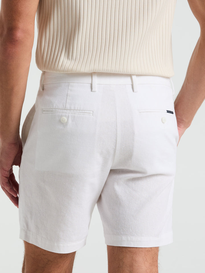 8" Flat Front Linen Cotton Short (Bright White) 