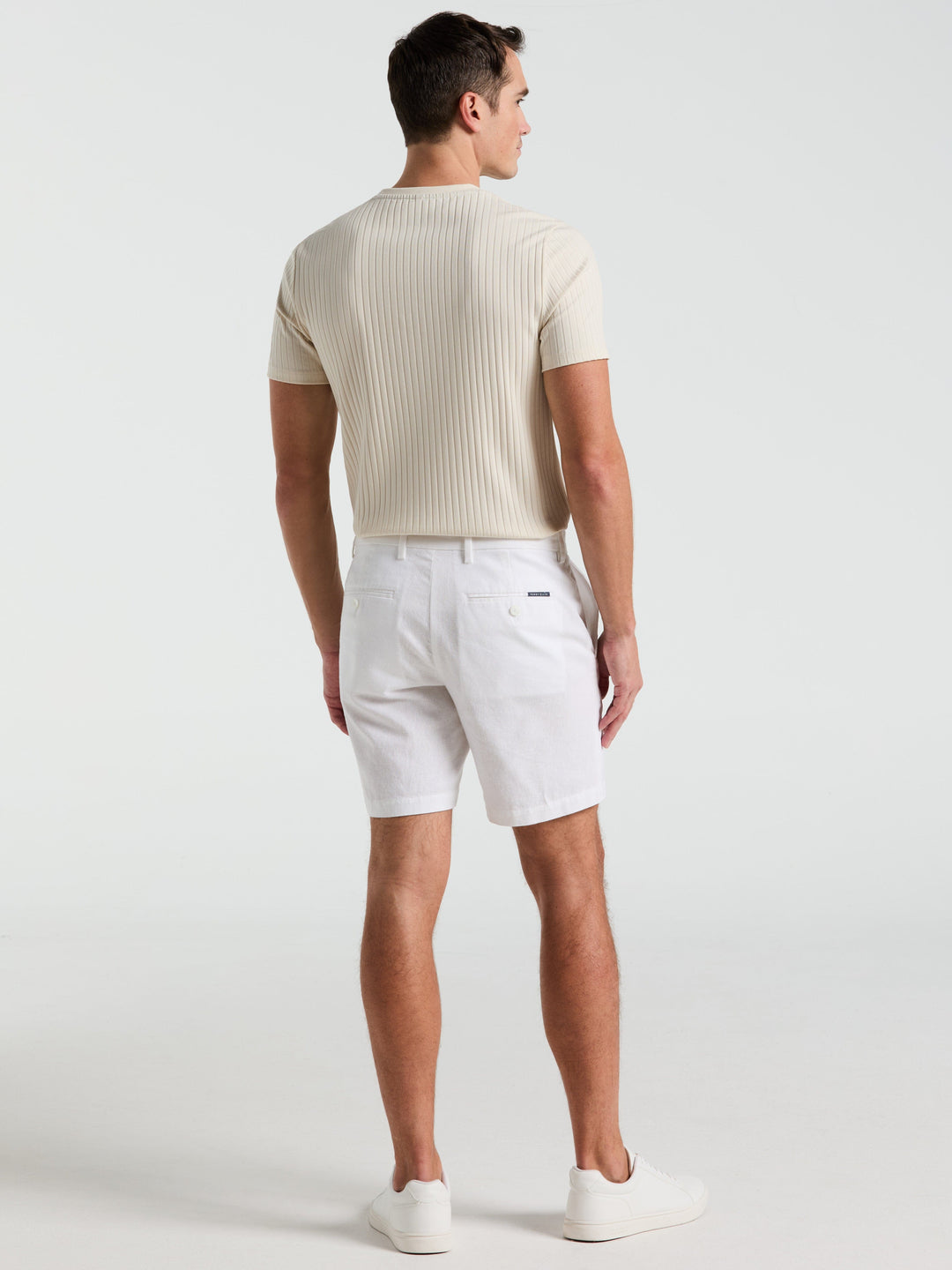 8" Flat Front Linen Cotton Short (Bright White) 