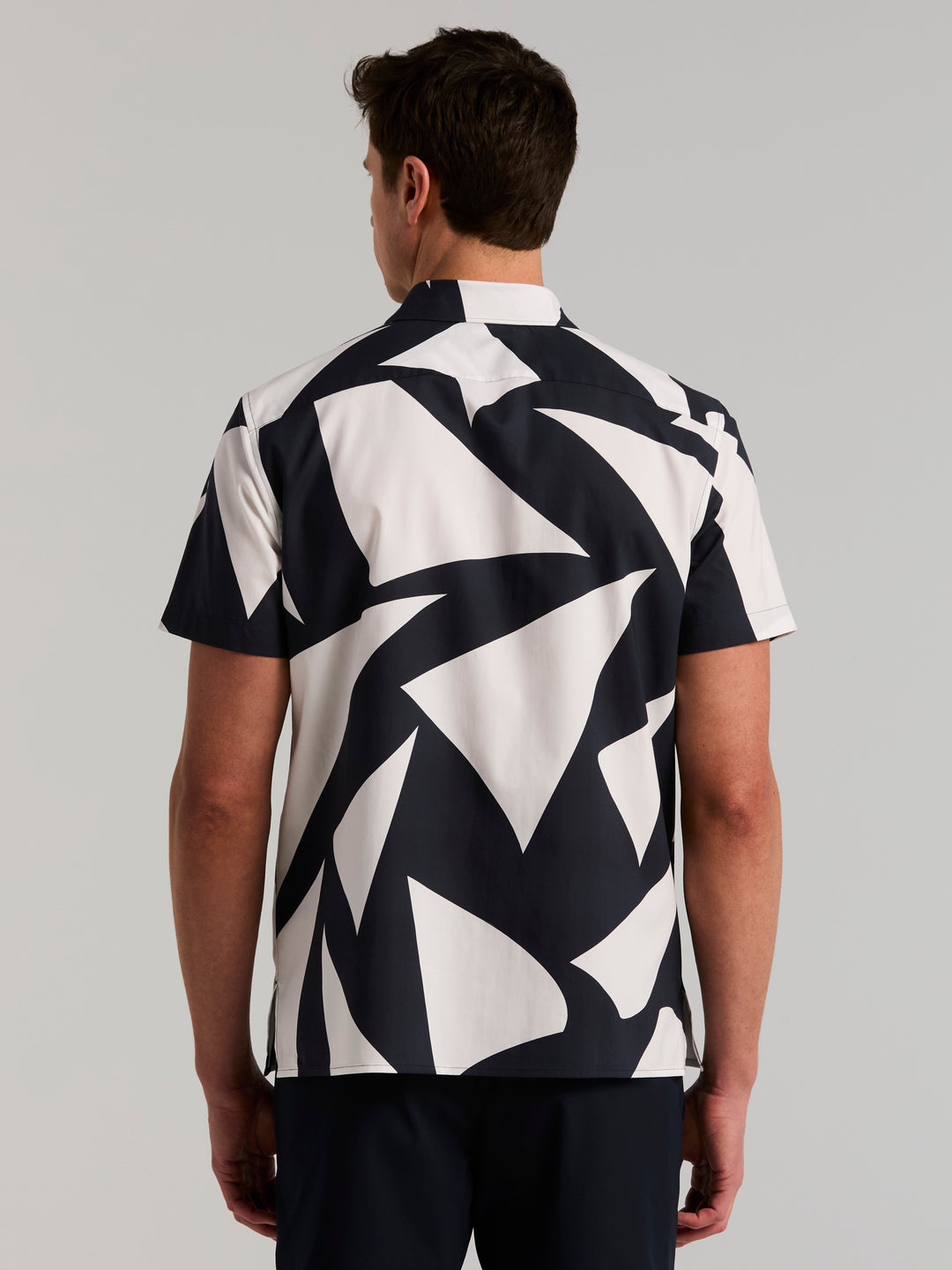Sail Print Short Sleeve Tencel Cotton Shirt (Dark Sapphire) 