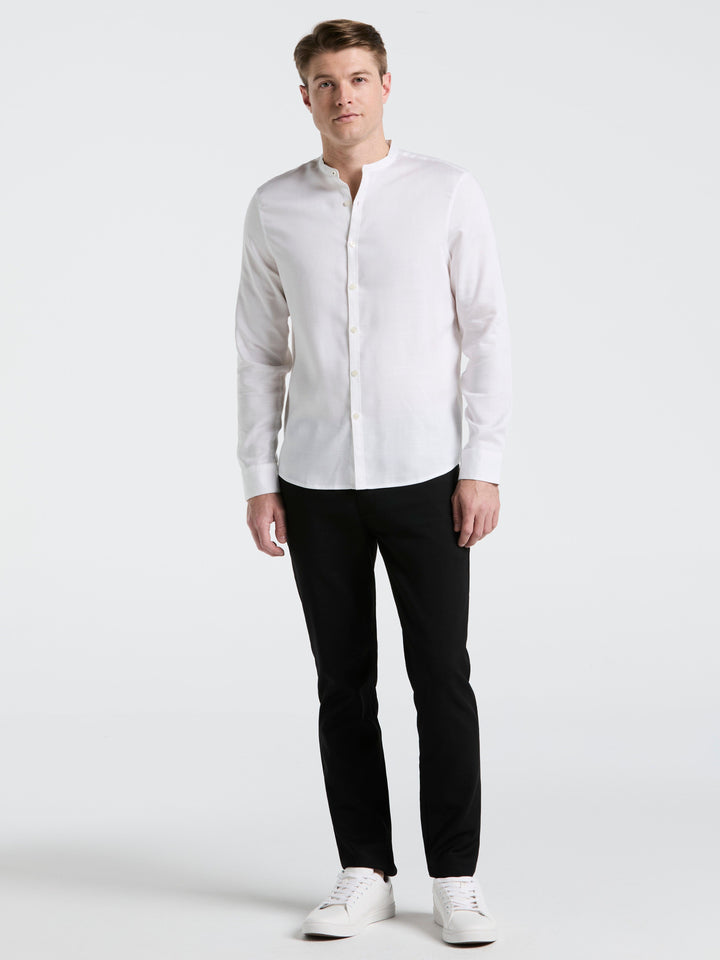 Banded Collar Shirt (Bright White) 
