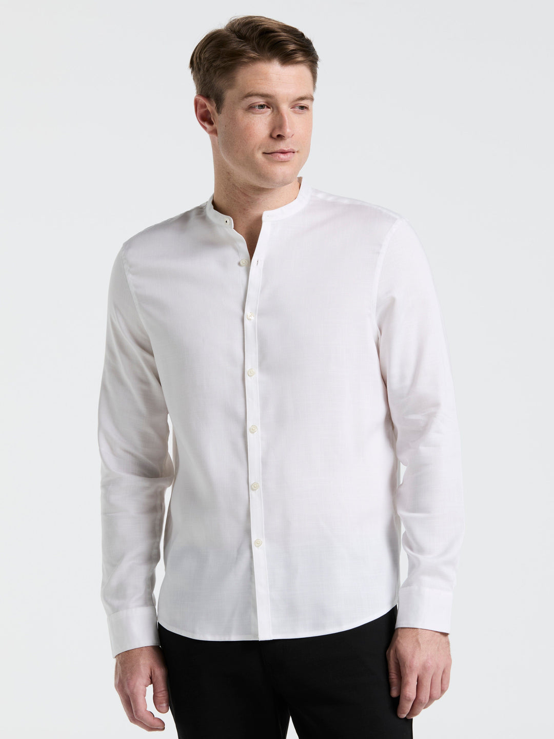 Banded Collar Shirt (Bright White) 