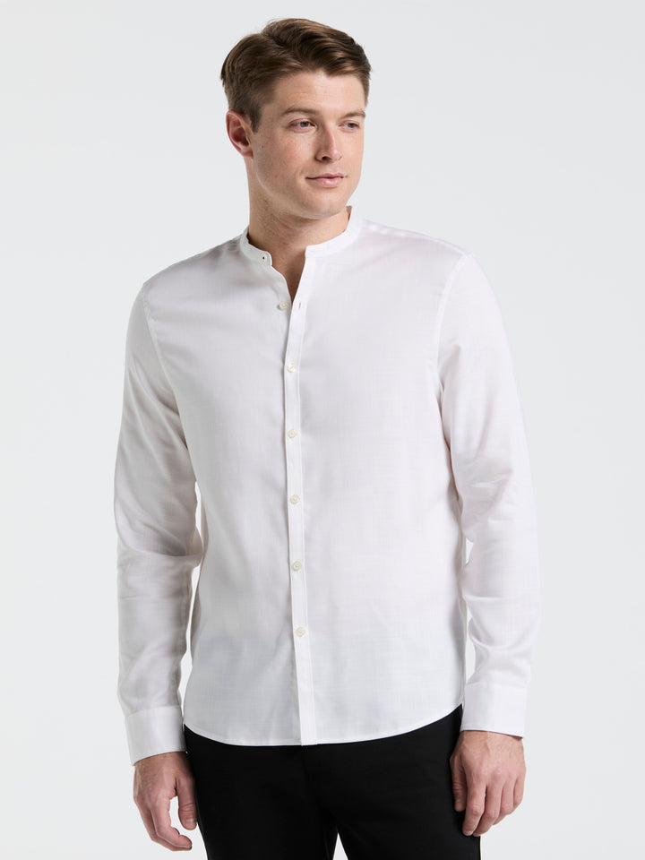 Banded Collar Shirt (Bright White) 