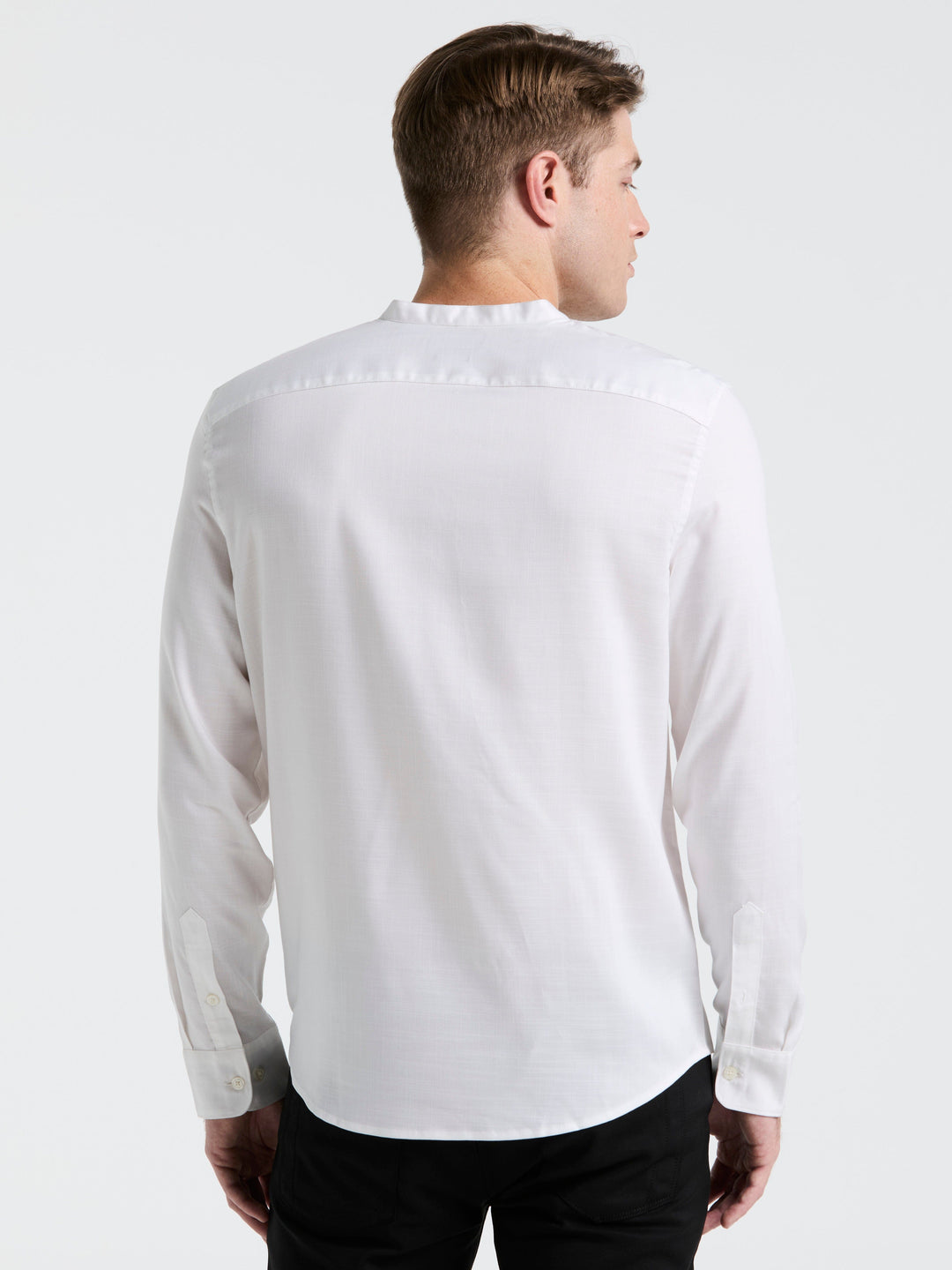 Banded Collar Shirt (Bright White) 