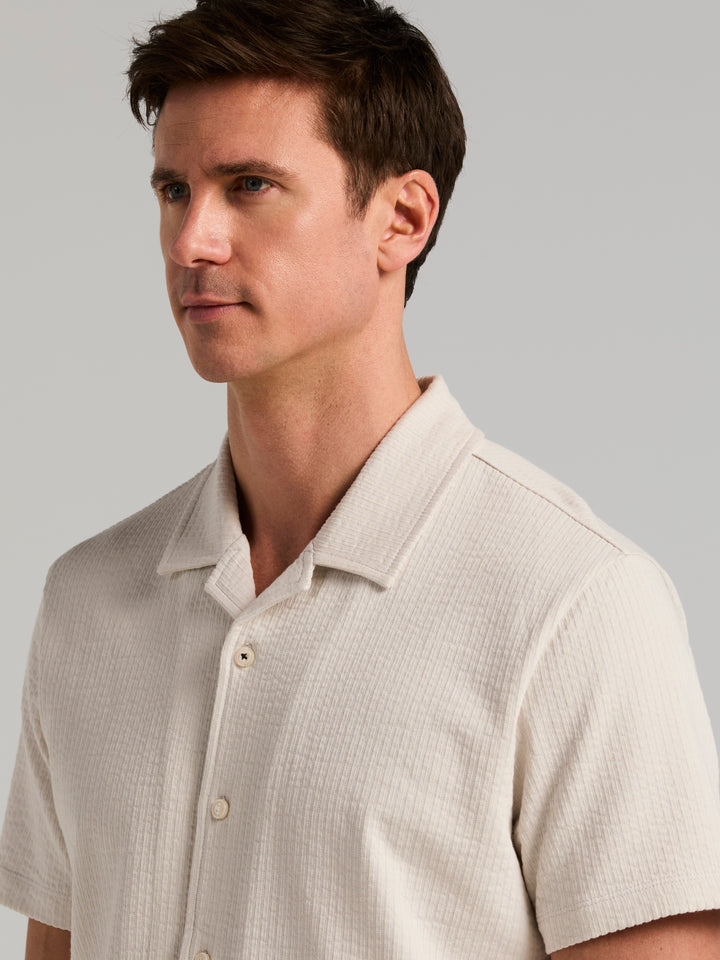 Bi-Color Seersucker Jacquard Camp Shirt (Silver Birch) 