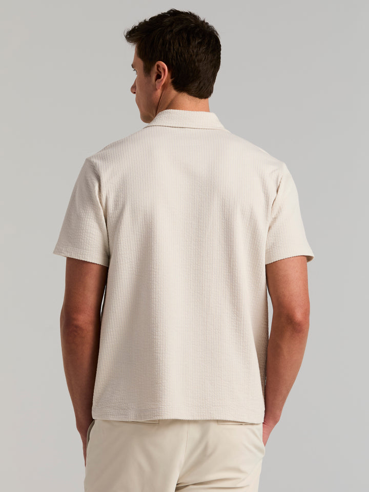 Bi-Color Seersucker Jacquard Camp Shirt (Silver Birch) 
