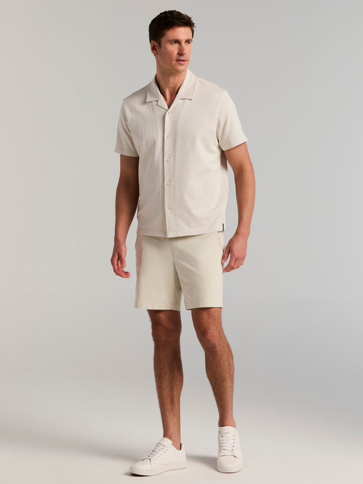 Bi-Color Seersucker Jacquard Camp Shirt (Silver Birch) 