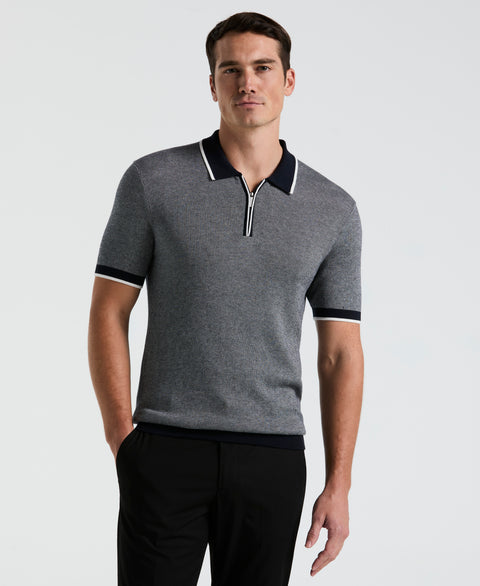 Bi-Color Stitch Zip Polo (Dark Sapphire) 