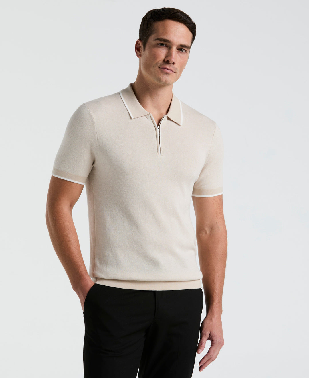 Bi-Color Stitch Zip Polo (Moonstruck) 