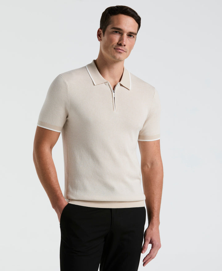 Bi-Color Stitch Zip Polo (Moonstruck) 