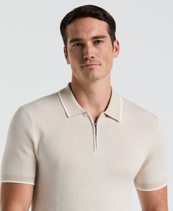 Bi-Color Stitch Zip Polo (Moonstruck) 