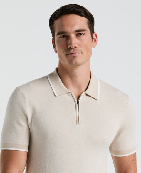Bi-Color Stitch Zip Polo (Moonstruck) 