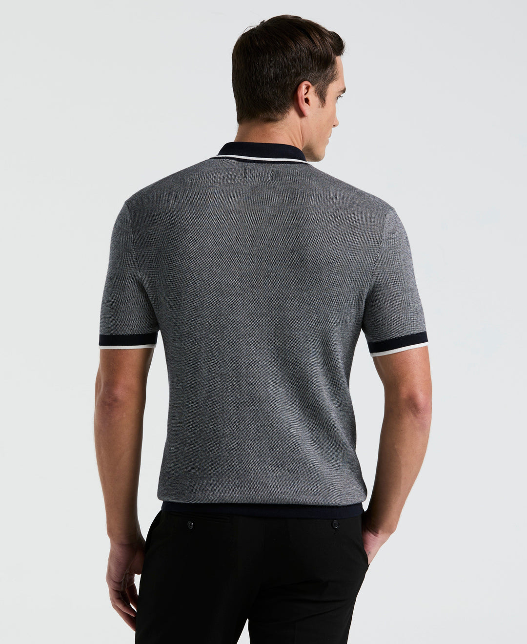 Bi-Color Stitch Zip Polo (Dark Sapphire) 