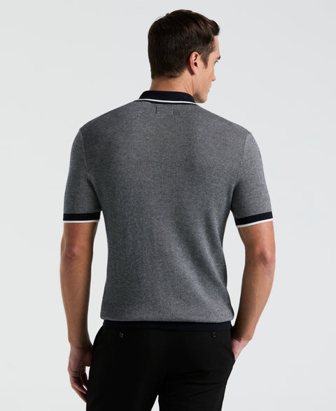 Bi-Color Stitch Zip Polo (Dark Sapphire) 