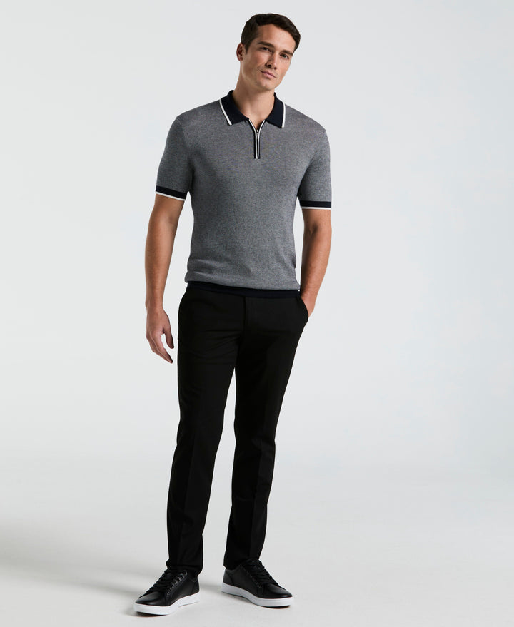 Bi-Color Stitch Zip Polo (Dark Sapphire) 