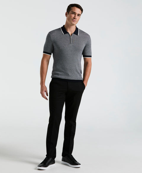 Bi-Color Stitch Zip Polo (Dark Sapphire) 