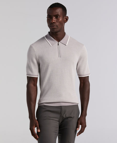 Bi-Color Stitch Zip Polo (Chiseled Stone) 