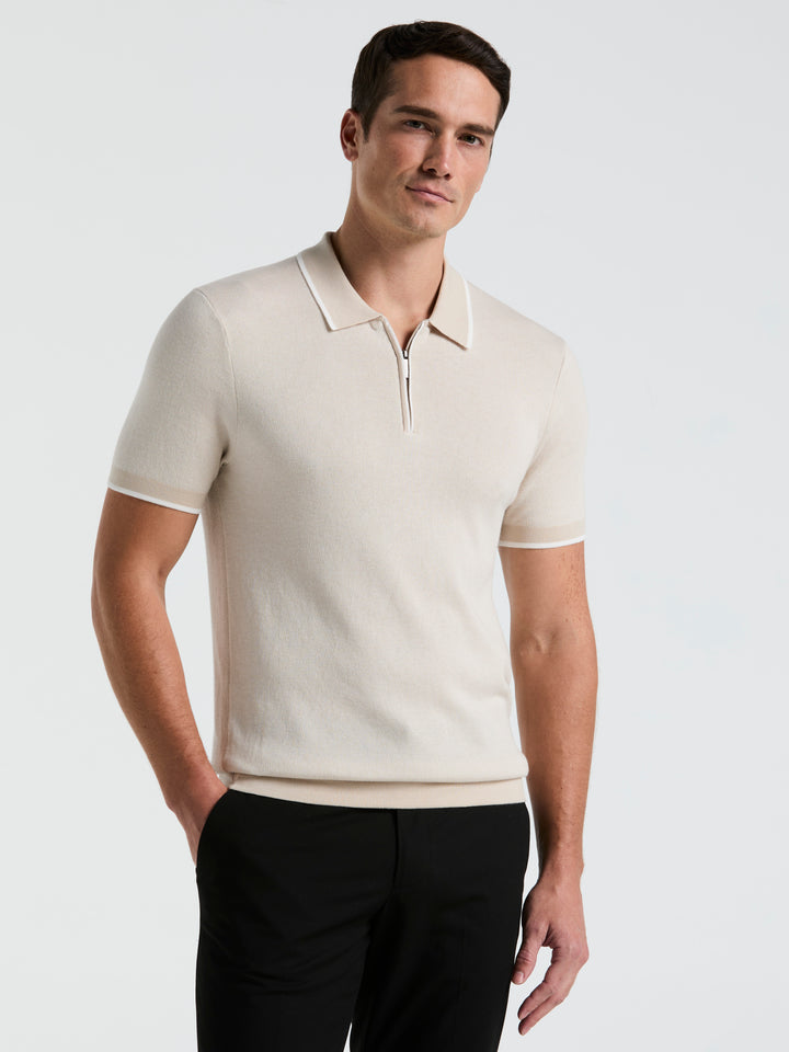 Bi-Color Stitch Zip Polo (Moonstruck) 