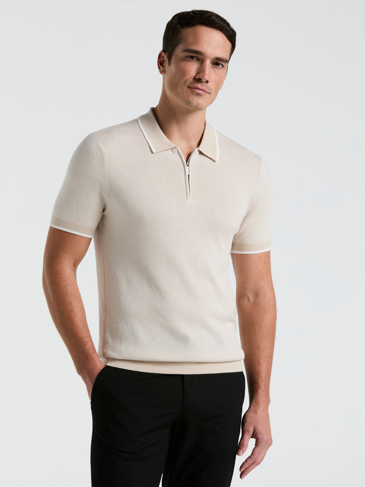 Bi-Color Stitch Zip Polo (Moonstruck) 