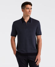 Bi-Color Stitch Zip Polo (Vintage Indigo) 