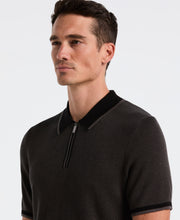 Bi-Color Stitch Zip Polo (Black) 