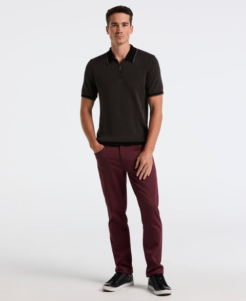 Bi-Color Stitch Zip Polo (Black) 