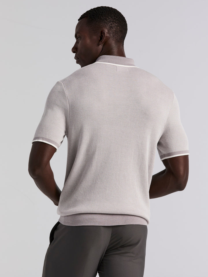 Bi-Color Stitch Zip Polo (Chiseled Stone)