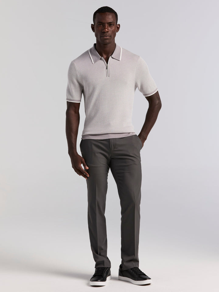 Bi-Color Stitch Zip Polo (Chiseled Stone)