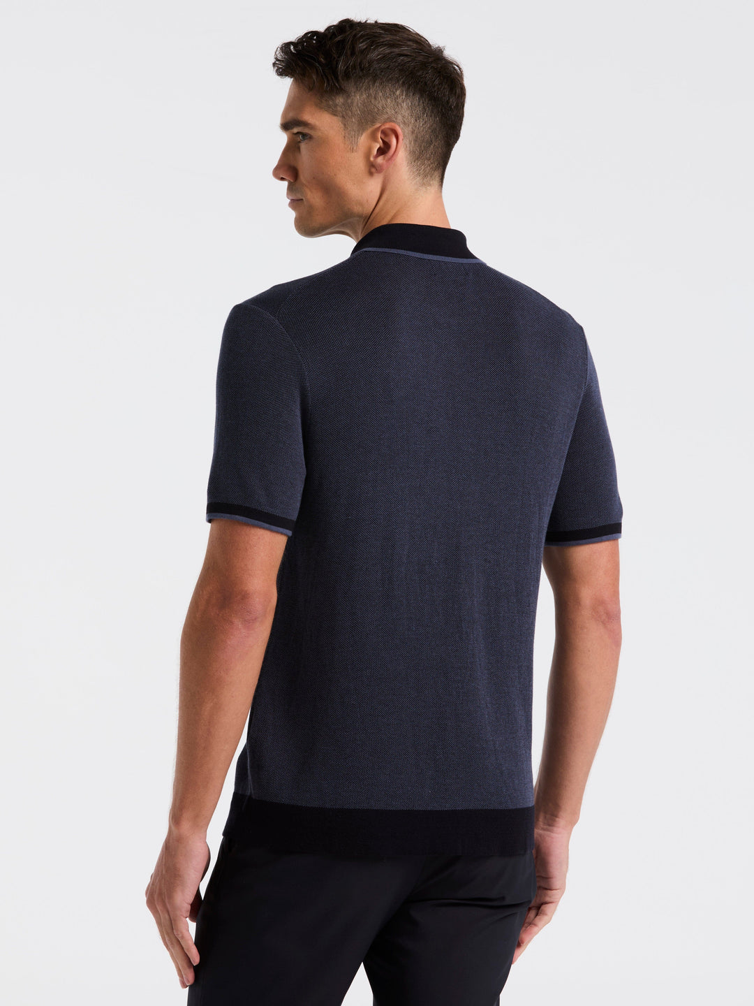Bi-Color Stitch Zip Polo (Vintage Indigo)