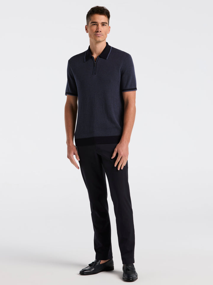 Bi-Color Stitch Zip Polo (Vintage Indigo)