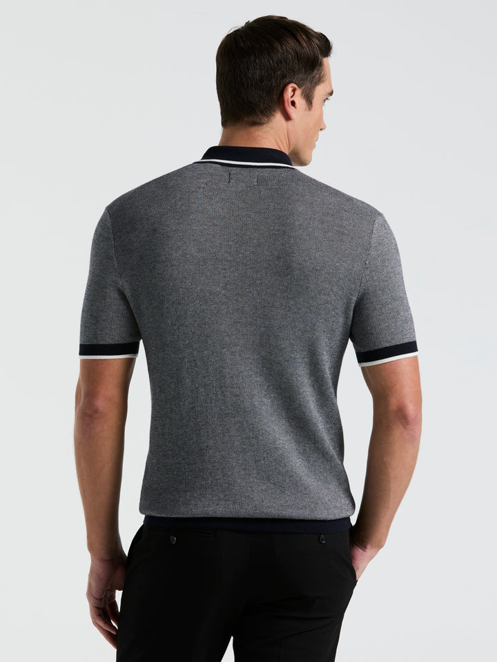 Bi-Color Stitch Zip Polo (Dark Sapphire) 