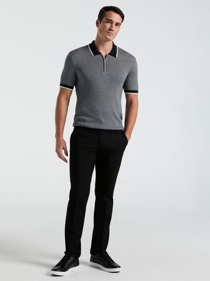 Bi-Color Stitch Zip Polo (Dark Sapphire) 