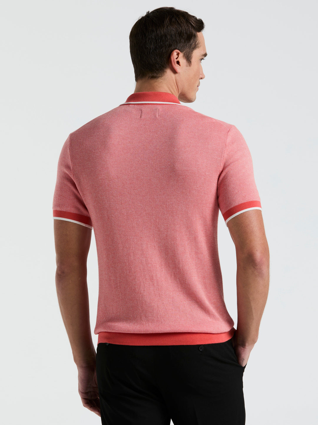 Bi-Color Stitch Zip Polo (Burnt Sienna) 