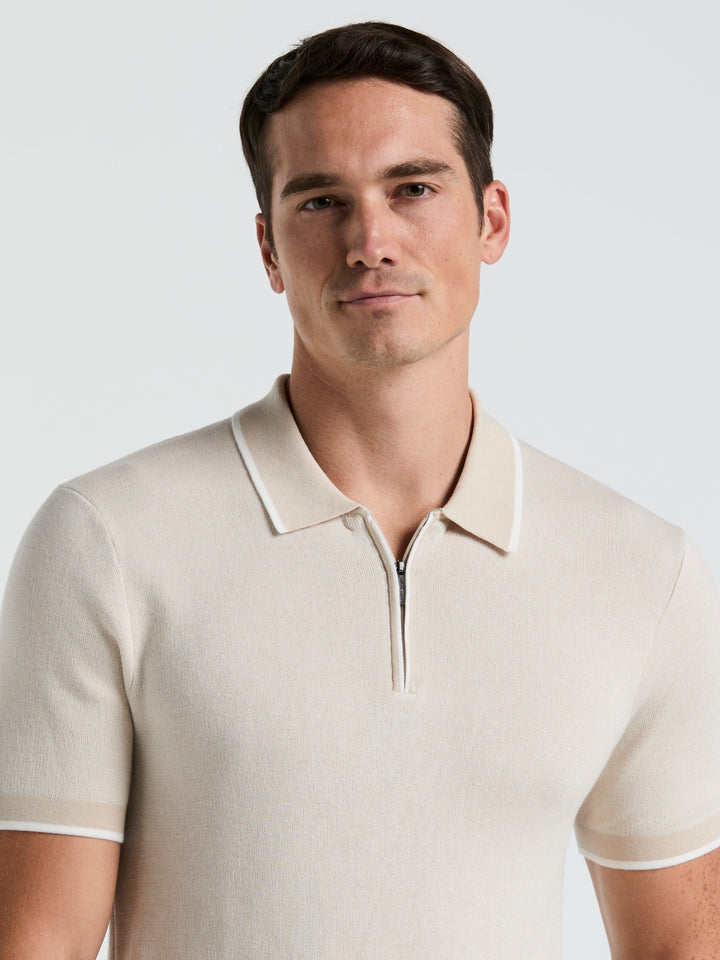 Bi-Color Stitch Zip Polo (Moonstruck) 